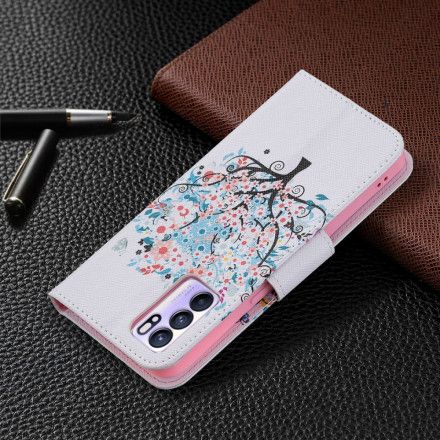 Folio Deksel Til Oppo Reno 6 5G Blomstret Tre