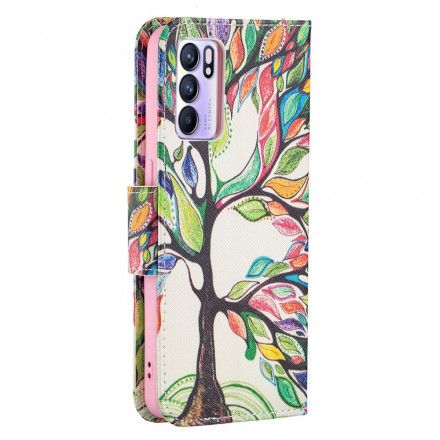 Folio Deksel Til Oppo Reno 6 5G Farget Tre