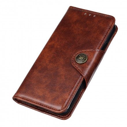 Lærdeksel Til Oppo Reno 6 5G Faux Skinnknapp Vintage