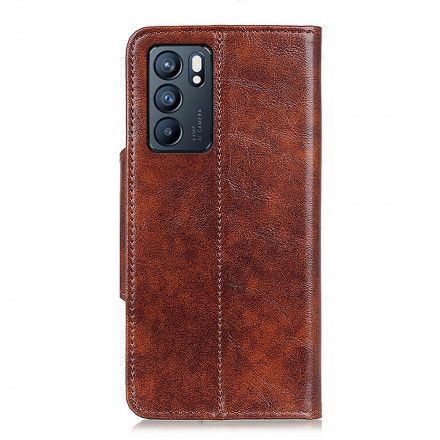 Lærdeksel Til Oppo Reno 6 5G Faux Skinnknapp Vintage