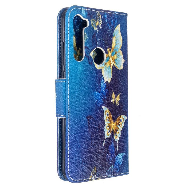 Folio Deksel Til Xiaomi Redmi Note 8T Gylne Sommerfugler