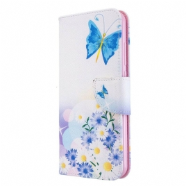 Folio Deksel Til Xiaomi Redmi Note 8T Malede Sommerfugler Og Blomster
