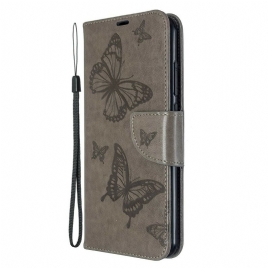 Folio Deksel Til Xiaomi Redmi Note 8T Med Kjede Butterflies Trykt Stropp