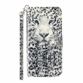 Folio Deksel Til Xiaomi Redmi Note 8T Med Kjede Tiger Light Strap Spotlights
