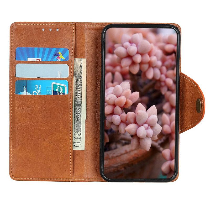 Folio Deksel Til Xiaomi Redmi Note 8T Vintage Kunstskinn Og Knapp