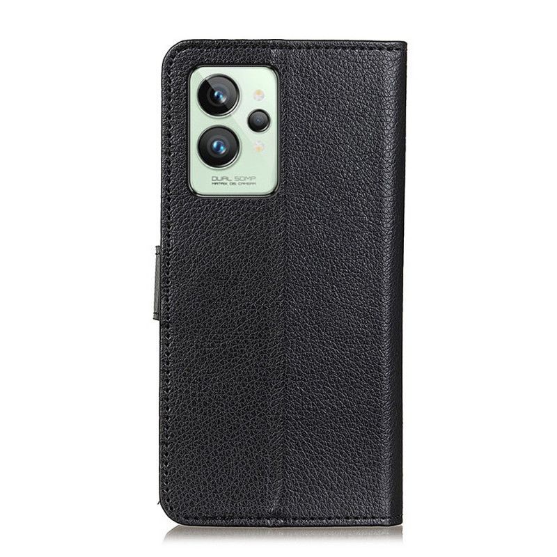 Folio Deksel Til Realme GT2 Pro Tradisjonell Litchi-skinnstil