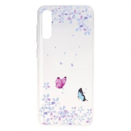 Deksel Til Samsung Galaxy A50 Transparente Sommerfugler Og Blomster