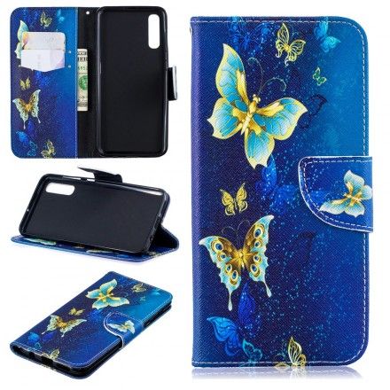 Folio Deksel Til Samsung Galaxy A50 Gylne Sommerfugler