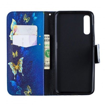 Folio Deksel Til Samsung Galaxy A50 Gylne Sommerfugler