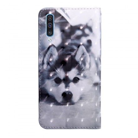 Folio Deksel Til Samsung Galaxy A50 Svart Og Hvit Hund