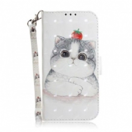 Folio Deksel Til Samsung Galaxy A20e Med Kjede Tomat På Strappy Cat