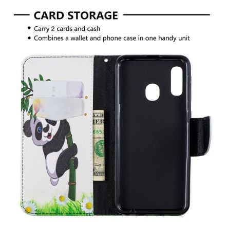 Folio Deksel Til Samsung Galaxy A20e Panda På Bambus