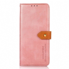 Folio Deksel Til Xiaomi Redmi Note 12 Pro Plus Tofarget Gylden Lås Khazneh