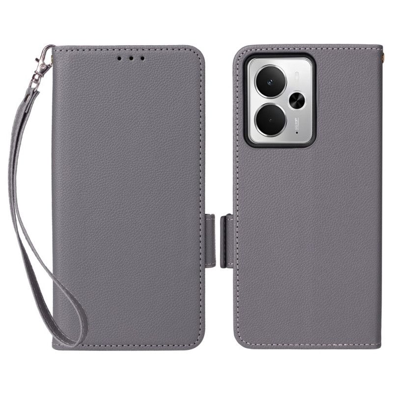 Folio Deksel Til Realme 14t 5g Litchi-tekstur Med Stropp