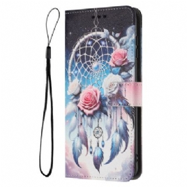 Lærdeksel Folio Deksel Realme 14t 5g Blomstermønster Og Drømmefanger