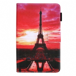 Folio Deksel Til Samsung Galaxy Tab A8 Eiffeltårnet I Solnedgang