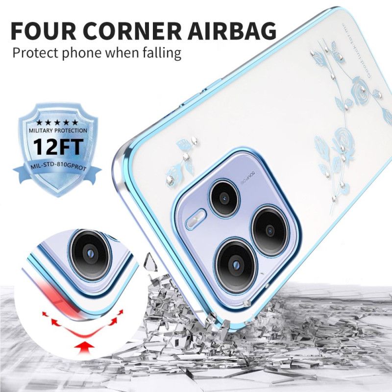 Deksel Xiaomi Redmi Note 14 5g Kadem Blomster Og Strass Beskyttelse Deksel