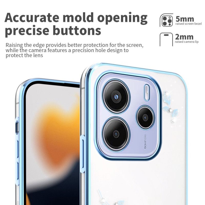 Deksel Xiaomi Redmi Note 14 5g Kadem Blomster Og Strass Beskyttelse Deksel