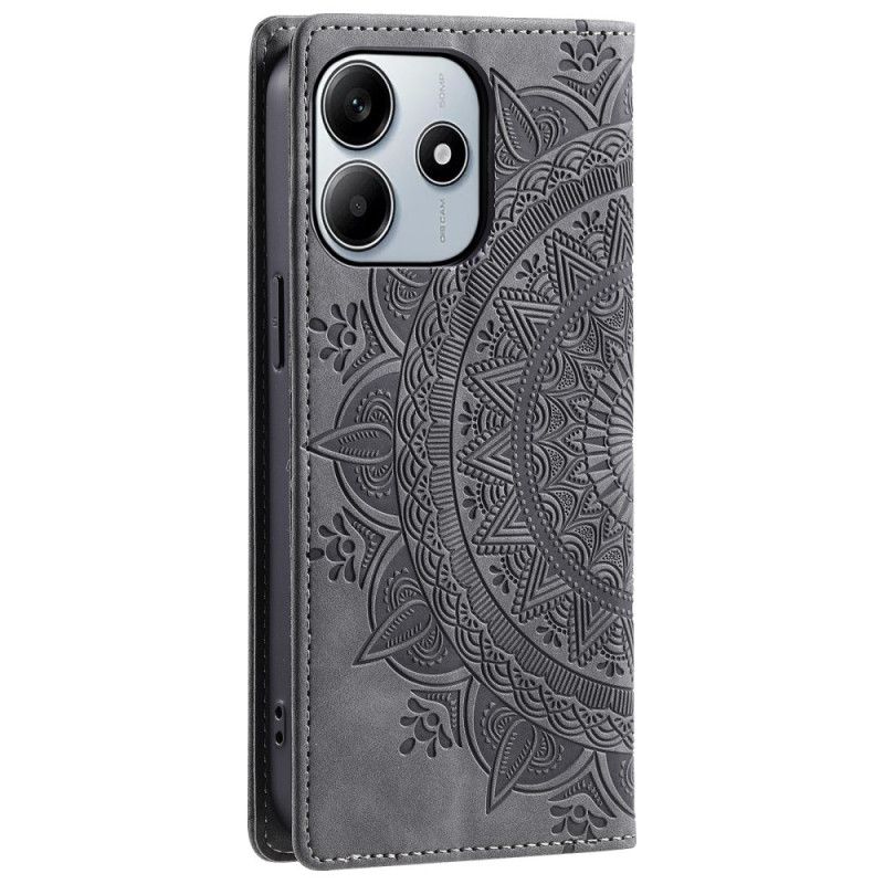 Folio Deksel Lær Xiaomi Redmi Note 14 5g Mobildeksel Mandala Semsket Skinneffekt