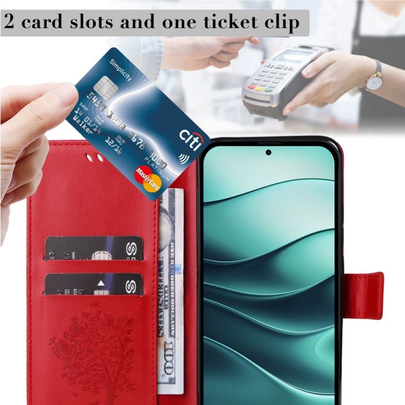 Folio Deksel Xiaomi Redmi Note 14 5g Katt Og Tre-lnaière