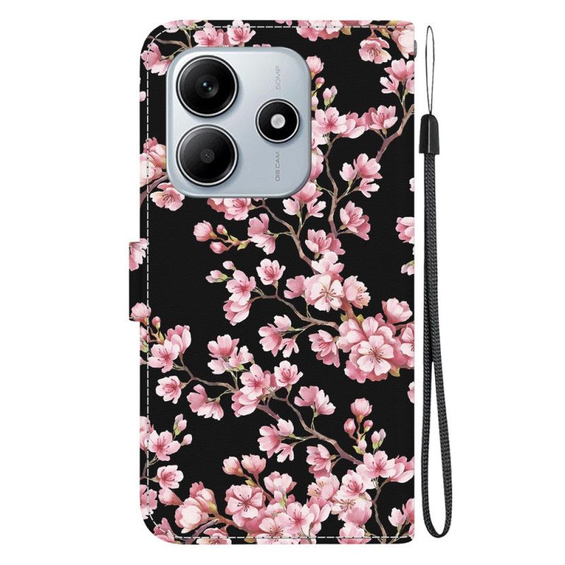 Folio Deksel Xiaomi Redmi Note 14 5g Plommeblomster Beskyttelse Deksel