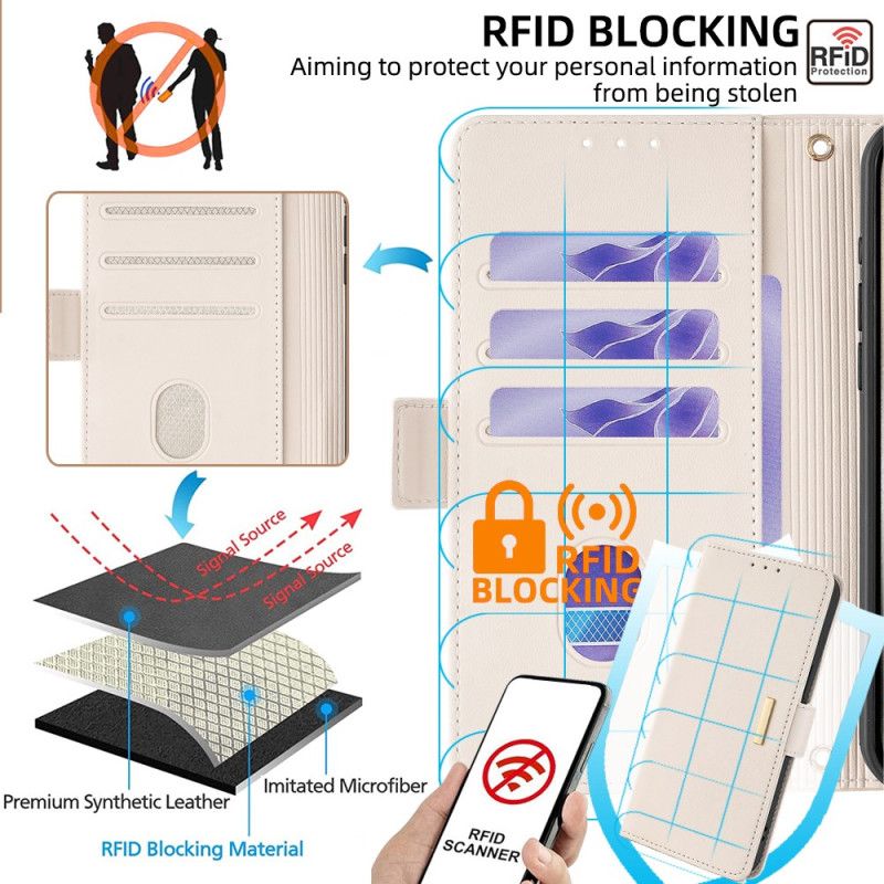 Folio Deksel Xiaomi Redmi Note 14 5g Rfid-blokkeringsteknologi Gullspenne