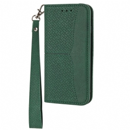 Folio Deksel Xiaomi Redmi Note 14 5g Vevd Tekstur Med Stropp Beskyttelse Deksel