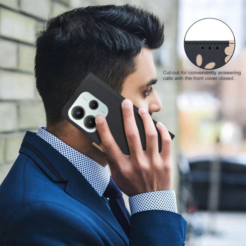 Lærdeksel Folio Deksel Xiaomi Redmi Note 14 5g Mobildeksel Blomster Binfen-farge