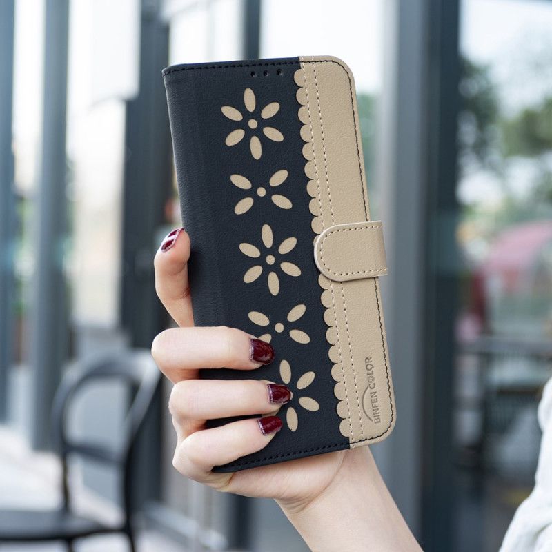 Lærdeksel Folio Deksel Xiaomi Redmi Note 14 5g Mobildeksel Blomster Binfen-farge