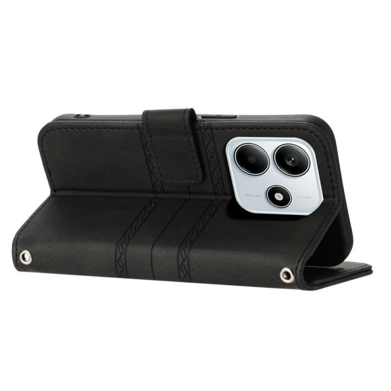 Lærdeksel Folio Deksel Xiaomi Redmi Note 14 5g Mobildeksel Frisemønster Med Stropp