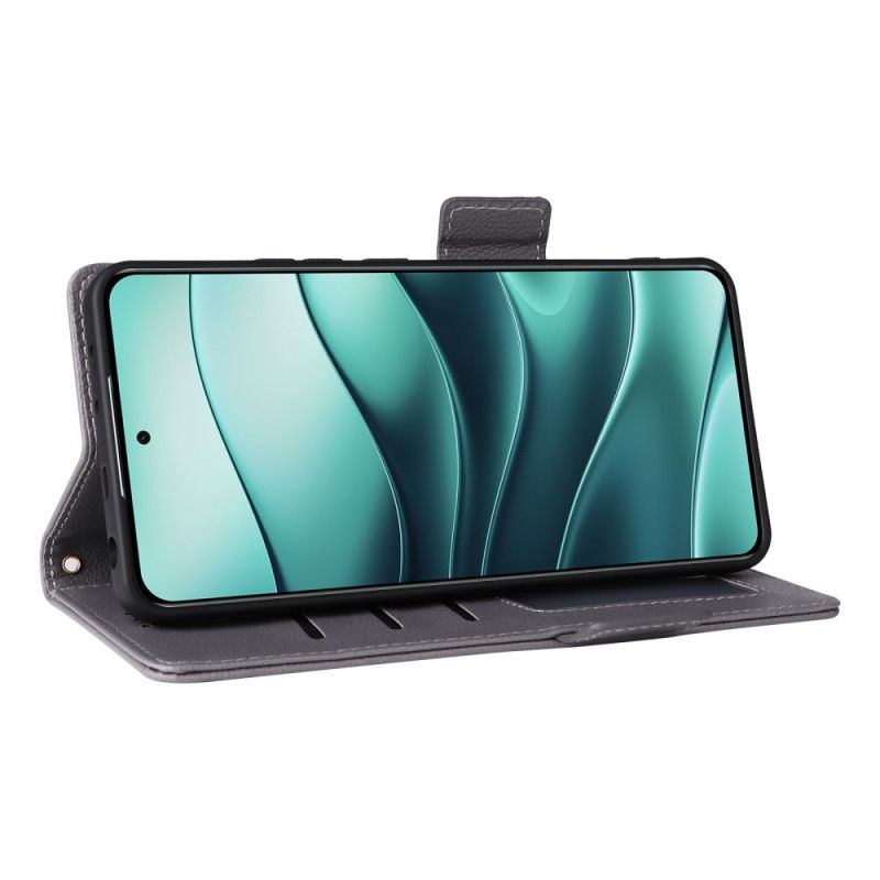 Lærdeksel Folio Deksel Xiaomi Redmi Note 14 5g Mobildeksel Litchi-tekstur Med Stropp