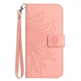 Lærdeksel Folio Deksel Xiaomi Redmi Note 14 5g Mobildeksel Solsikketrykk Med Stropp