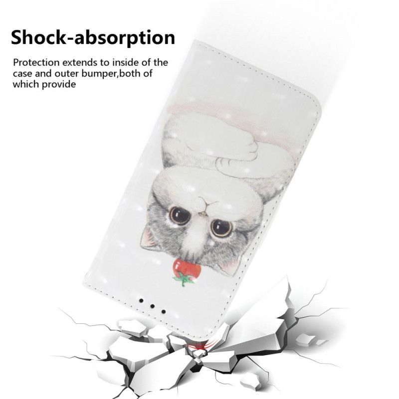 Lærdeksel Folio Deksel Xiaomi Redmi Note 14 5g Mobildeksel Søt Katt Med Snor