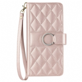 Lærdeksel Folio Deksel Xiaomi Redmi Note 14 5g Mobildeksel Vattert Med Stropp Og Skulderstropp