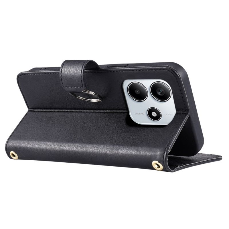 Lærdeksel Folio Deksel Xiaomi Redmi Note 14 5g Mobildeksel Vattert Med Stropp Og Skulderstropp