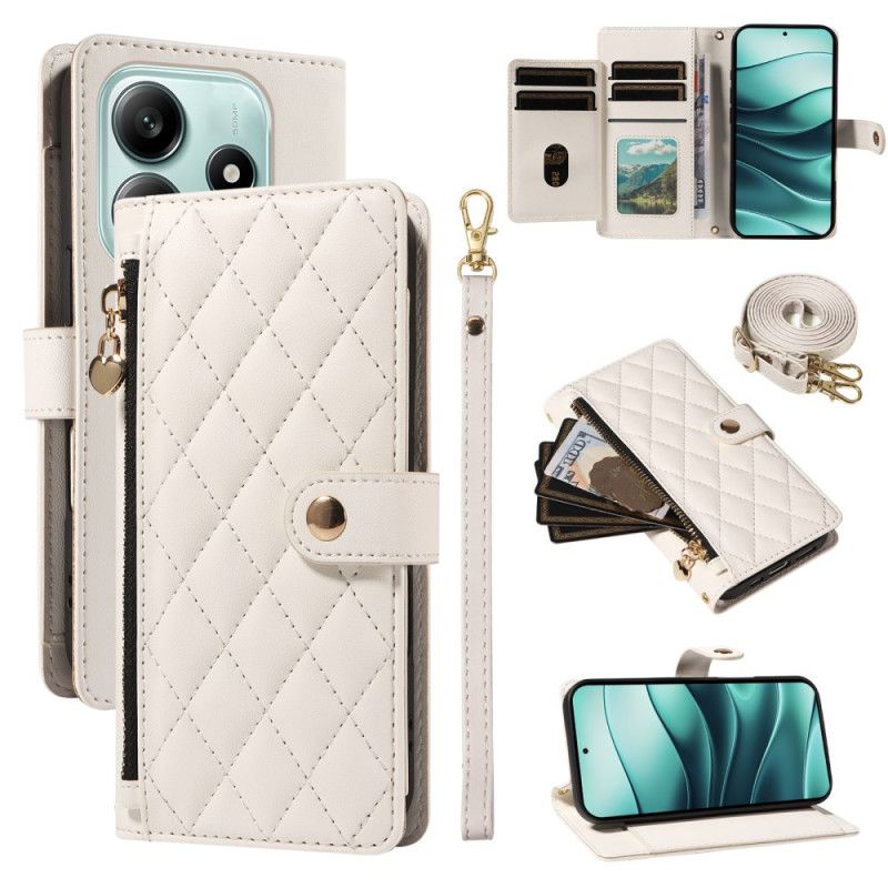 Lærdeksel Folio Deksel Xiaomi Redmi Note 14 5g Mobildeksel Vattert Med Stropper