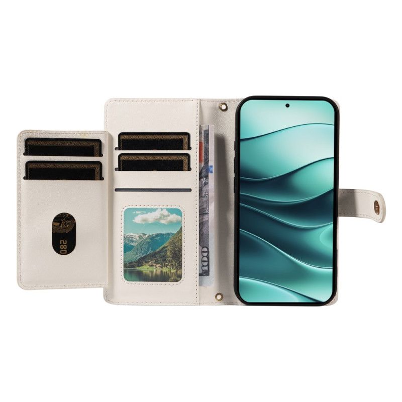 Lærdeksel Folio Deksel Xiaomi Redmi Note 14 5g Mobildeksel Vattert Med Stropper