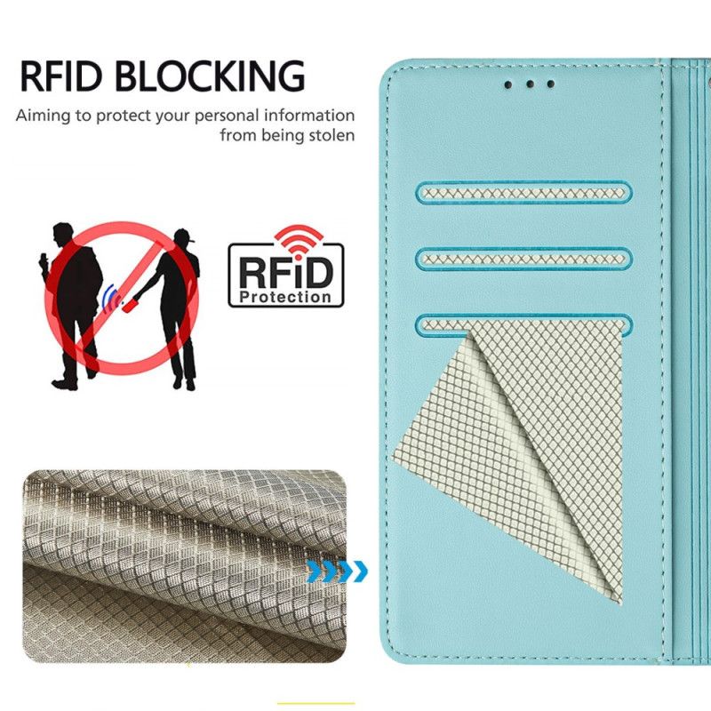 Lærdeksel Folio Deksel Xiaomi Redmi Note 14 5g Rfid-funksjon Bikakemønster