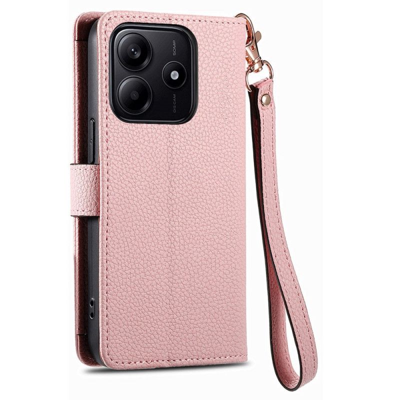 Lærdeksel Folio Deksel Xiaomi Redmi Note 14 5g Rfid Med Lommebok Og Rfid-glidelåslomme