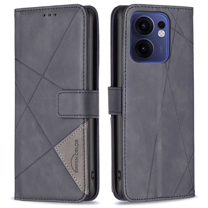 Folio Deksel Oppo Reno 13f 4g / 5g / 13 Fs 5g Geometrisk Mønster Binfen-farge Beskyttelse Deksel