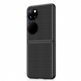 Deksel Til Huawei P50 Pocket Ekte Skinn Og Karbonfiber