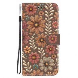 Folio Deksel Poco C85 Brune Blomster