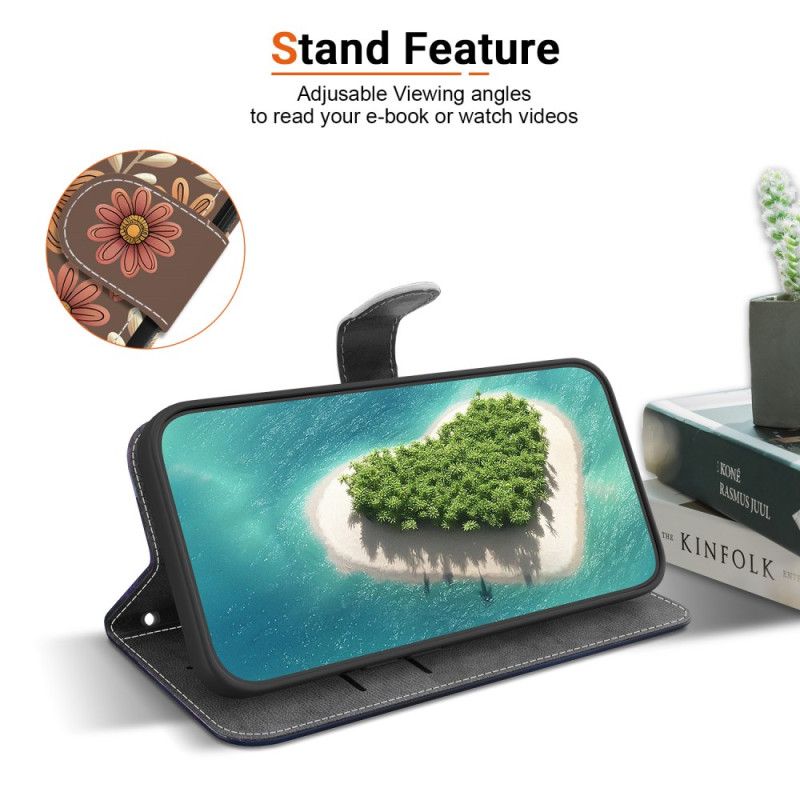 Folio Deksel Poco C85 Brune Blomster