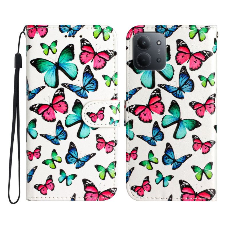 Folio Deksel Poco C85 Fargerike Sommerfugler Beskyttelse Deksel