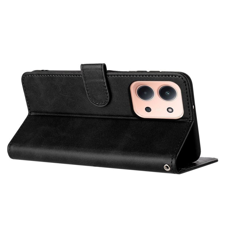 Folio Deksel Poco C85 Skinneffekt Med Stropp Beskyttelse Deksel