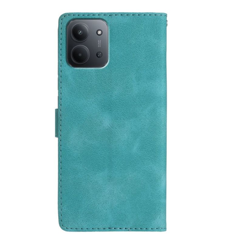 Folio Deksel Til Poco C85 Blomstermønster I Semsket Skinneffekt