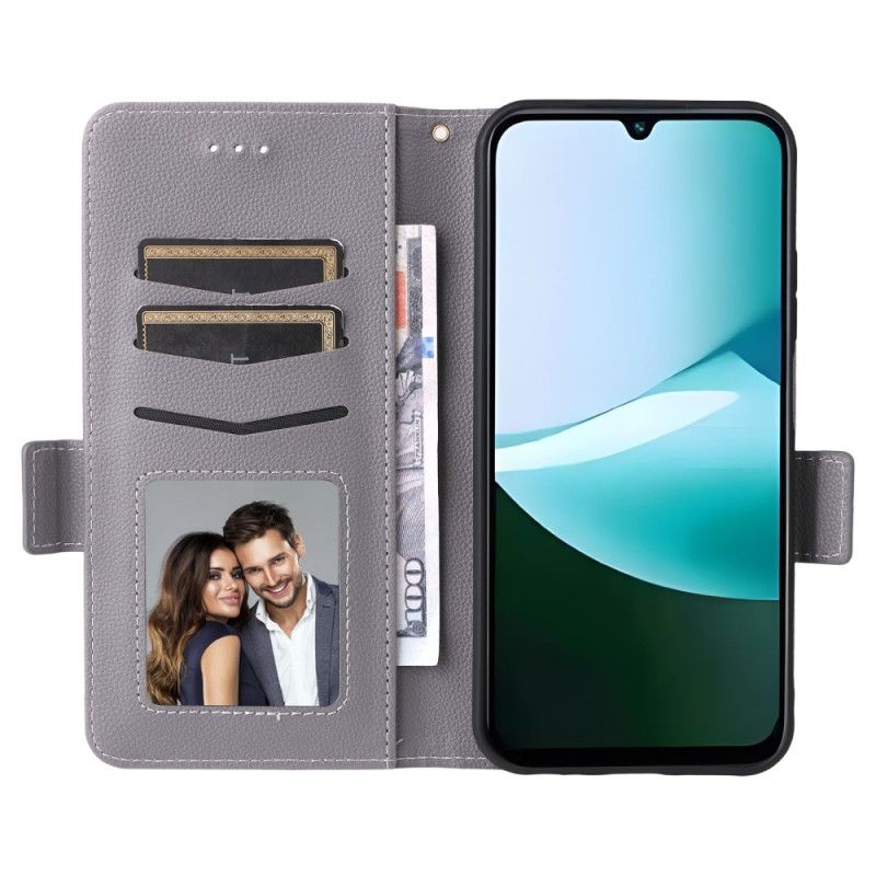 Folio Deksel Til Poco C85 Imitert Skinn Med Stropp