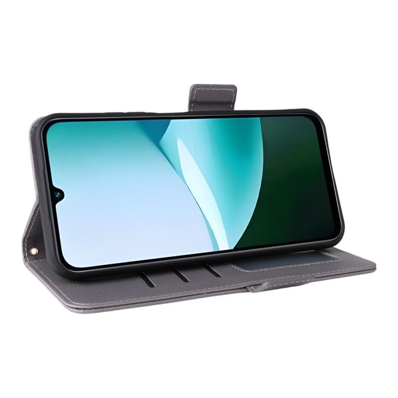 Folio Deksel Til Poco C85 Imitert Skinn Med Stropp