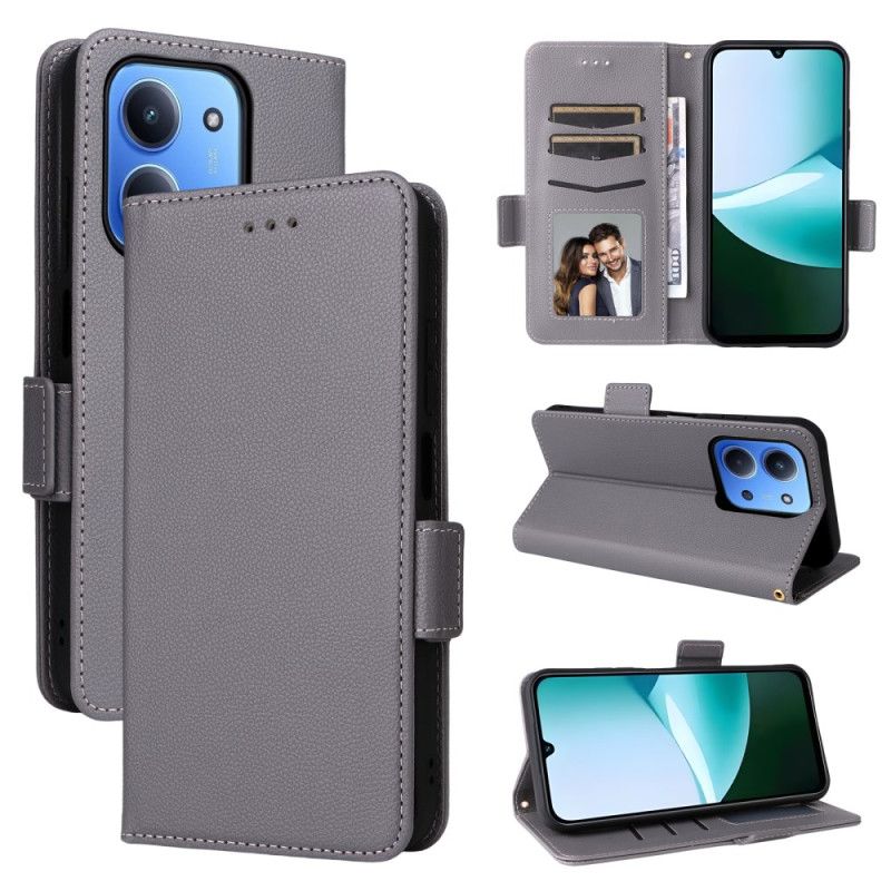 Folio Deksel Til Poco C85 Imitert Skinn Med Stropp