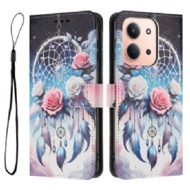 Lærdeksel Folio Deksel Poco C85 Mobildeksel Drømmefanger Og Roser